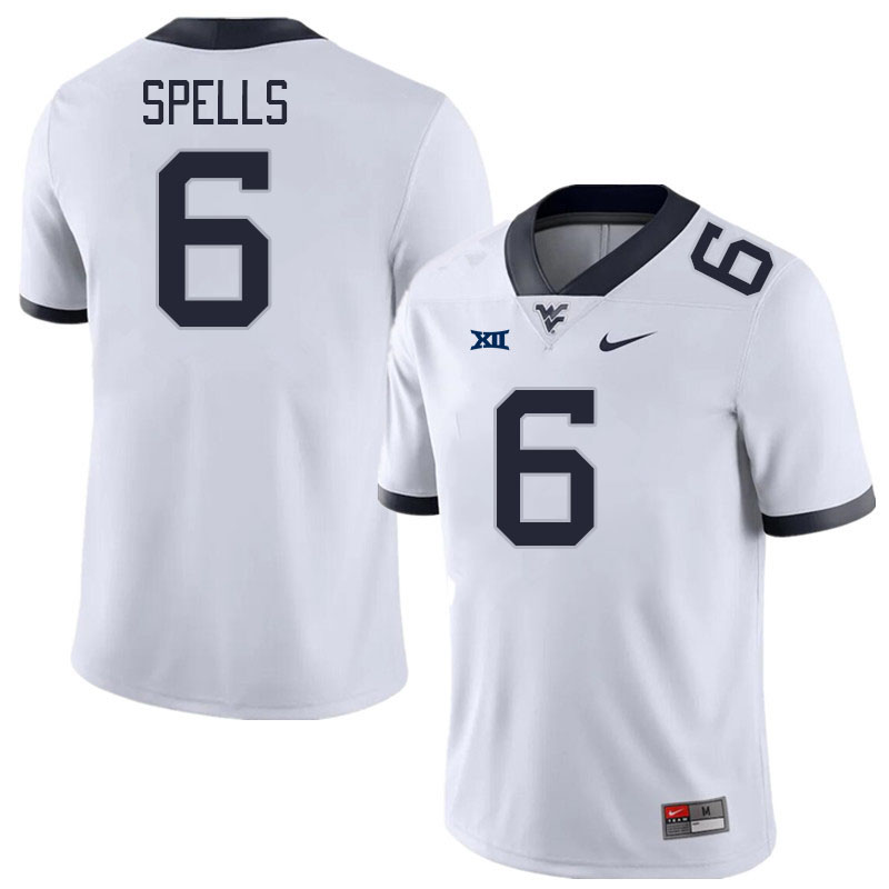 Men #6 Jacolby Spells West Virginia Mountaineers College Football Jerseys Stitched Sale-White - Click Image to Close
